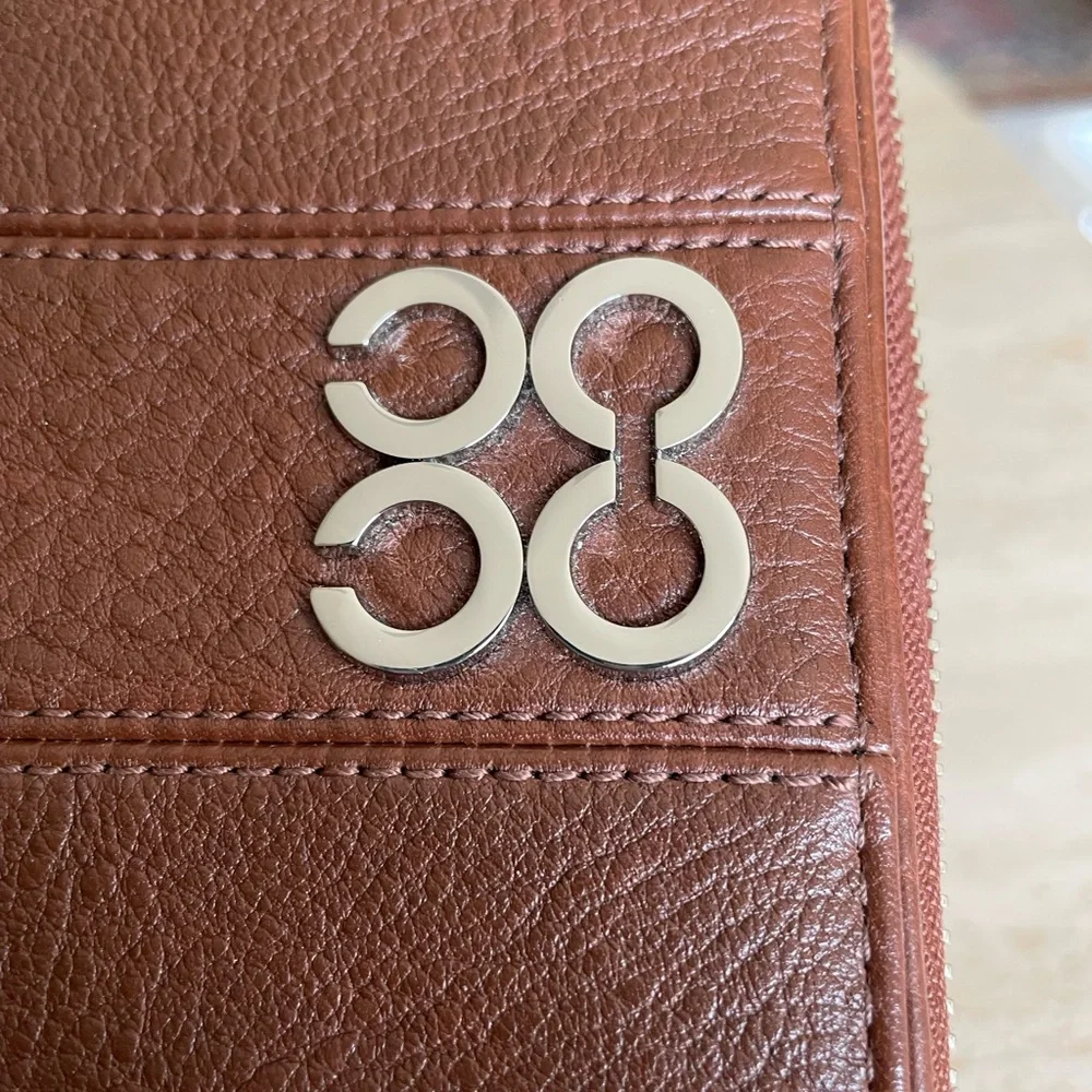 Coach Brown Leather Zip-Around Wallet with Silver Hardware